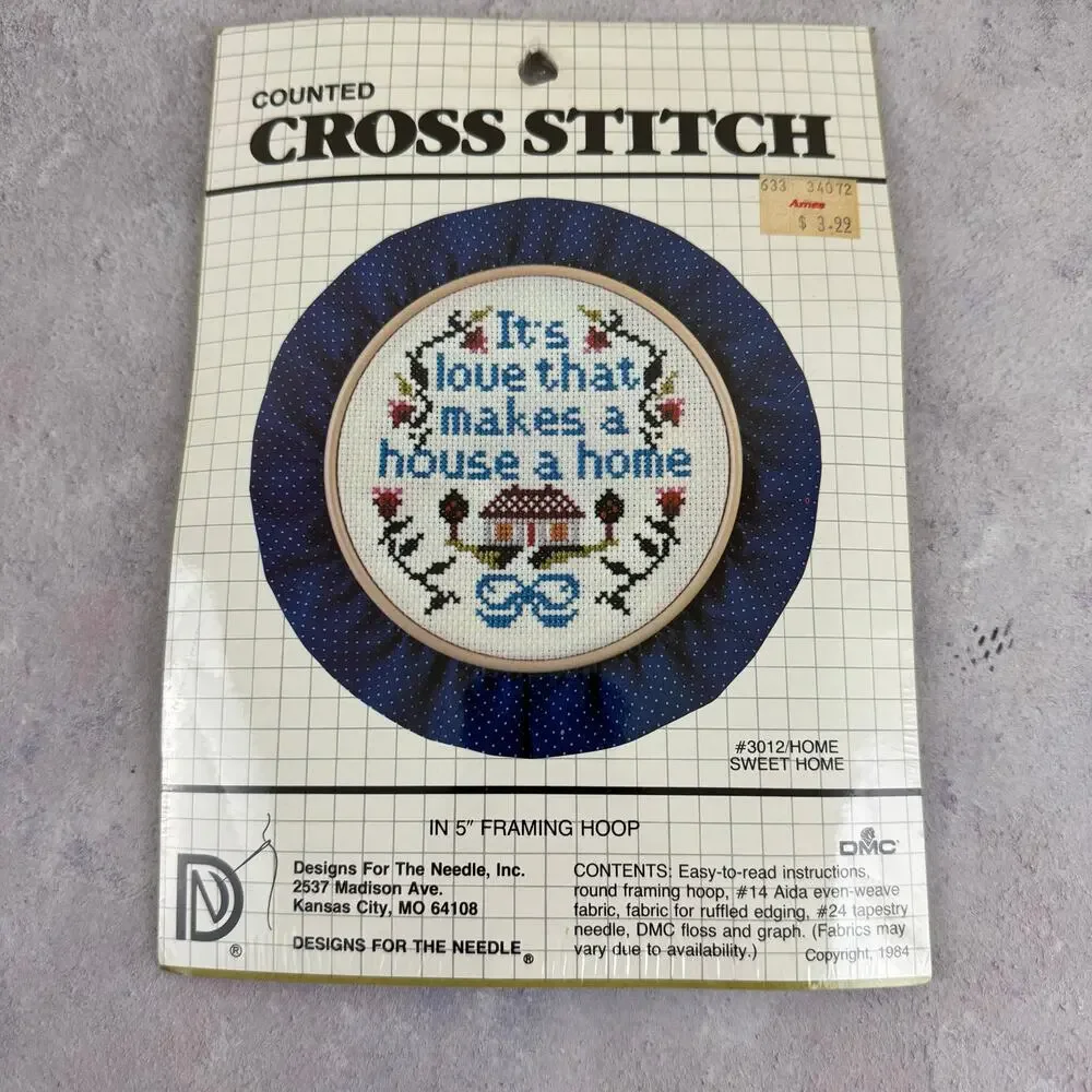 3 Counted Cross Stitch Kits Golden Bee Wearables Designs for Needle Dimensions